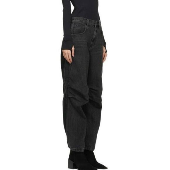 Alexander Wang HYBRID pack BARREL cargo jeans BLACK denim x nylon women’s 27 NEW - Picture 5 of 13